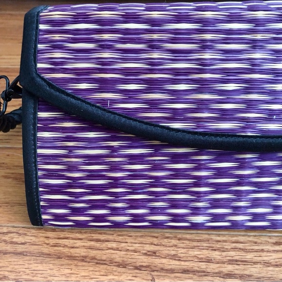 Saraye Tatami Purple Tan Baskets of Cambodia Geometric Shoulder Bag - Picture 8 of 9